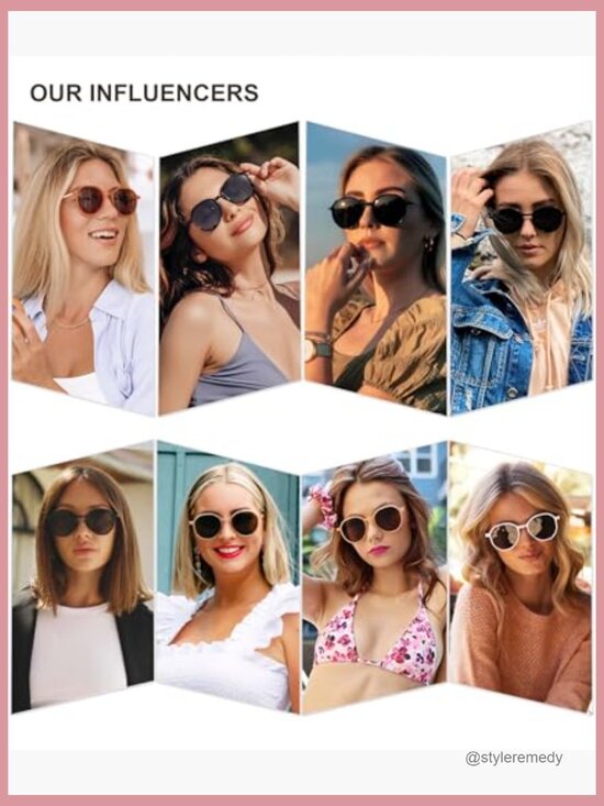 Hexagon Round Sunglasses with UV400 Protection Plastic Frame main image 4